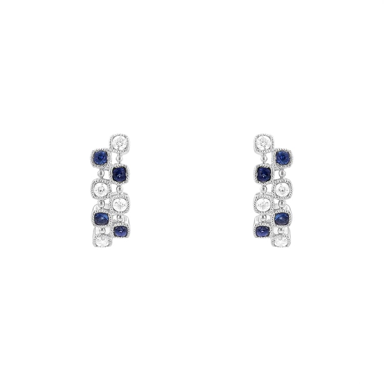 Napichovací náušnice s diamanty a safíry