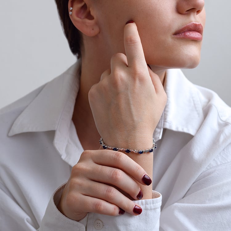 Stříbrný náramek s princess safíry Anaby 133346