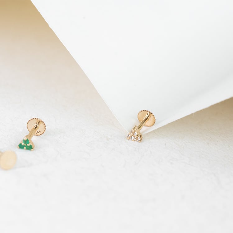 Zlatá piercing náušnice s akvamaríny Masha 123089