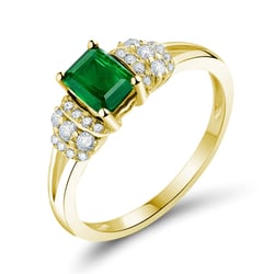 Zlatý prsten s emerald smaragdem a diamanty Mellan