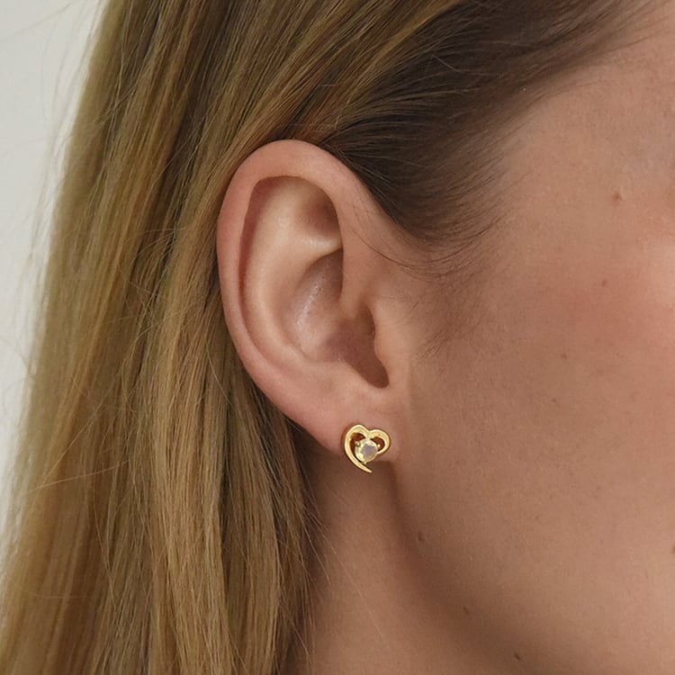 Náušnice ve tvaru srdce s opály 73002