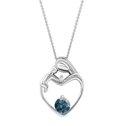 Přívěsek matka a dítě s modrým a bílým diamantem Ella