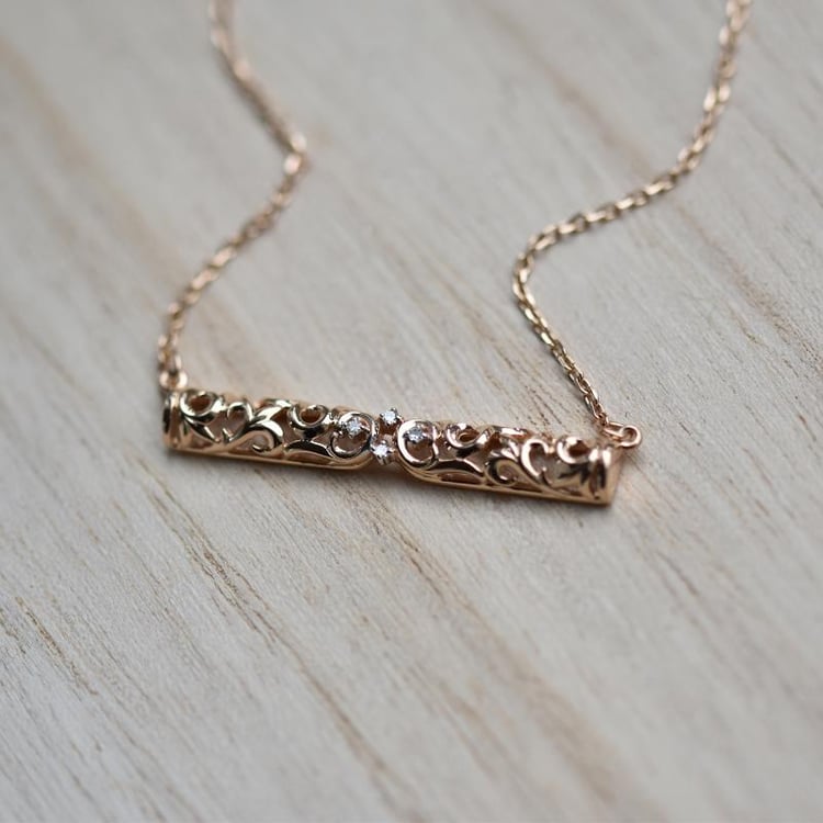 Zlatý vintage náhrdelník filigrán 43405