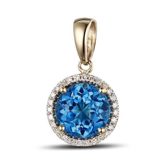 Náhrdelník ze žlutého zlata s round topazem Cayten