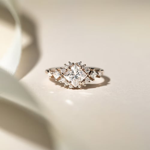 Zásnubní prsten ze zlata v oříškové barvě s princess lab-grown diamantem Medrie