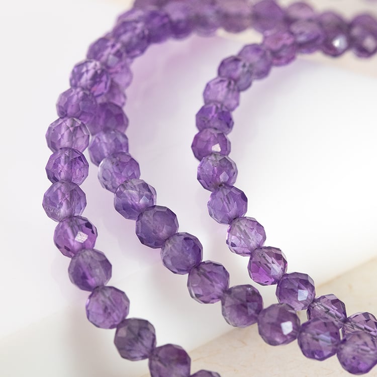 Stříbrný náhrdelník s ametystovými korálky Dule 147589