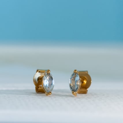 Minimalistické stříbrné náušnice s akvamaríny Andine