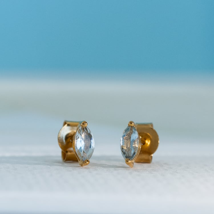 Minimalistické stříbrné náušnice s akvamaríny Andine 118755