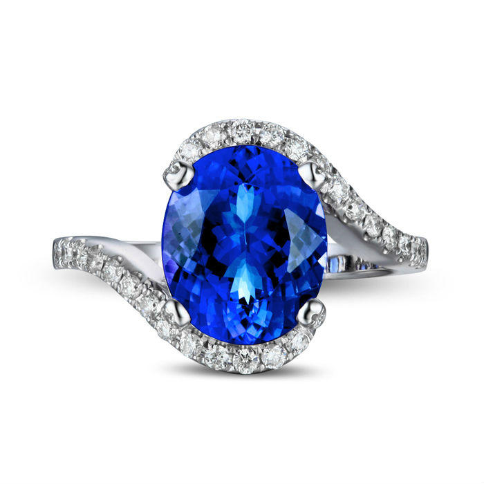 Zlatý prsten s tanzanitem Ayushi 2388